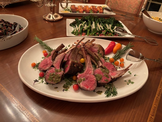 roasted rack of lambs prepared by bethesda personal chef Ula